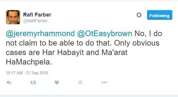 Rafi Farber admits he can't prove his claim Jews own Palestine based on a 2,000-year claim.