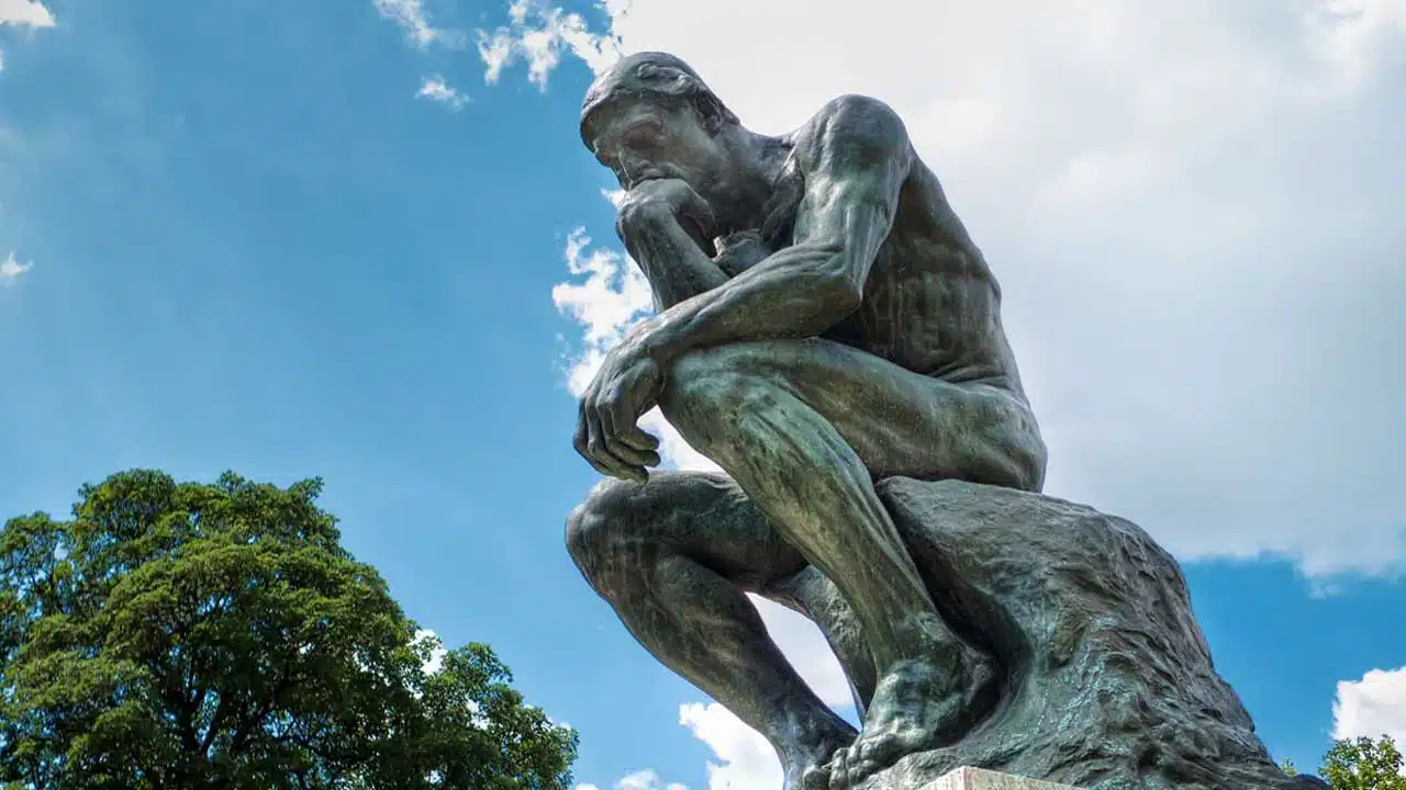 Rodin's "The Thinker" sculpture in the Rodin Museum in Paris, France (Photo by Mustang Joe. Licensed under CC0 1.0.)
