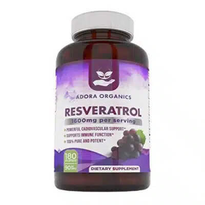 Adora Organics Resveratrol 1600mg Trans Resveratrol Antioxidant Supplement with Green Tea Grape Seed Extract and Quercetin Helps to Support Digestive Health and Immune System 180 Capsules 0