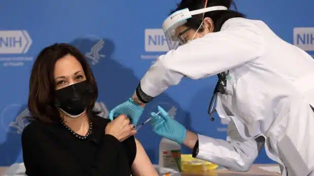 Vice President Kamala Harris receives a COVID-19 vaccine on January 26, 2021. (Photo: NIH/Public Domain)