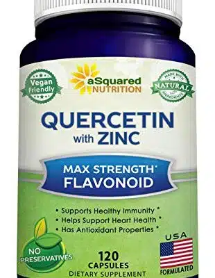 aSquared Nutrition Quercetin 1000mg with Zinc Supplement 120 Capsules Quercetin Dihydrate with Black Elderberry Zinc Max Strength Powder Complex Pills to Help Improve Immune Response 0